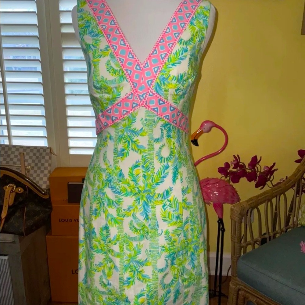 Lilly Pulitzer NWT Lanora Stretch Shift Dress Fresh Citrus Keep Palm - Picture 4 of 10